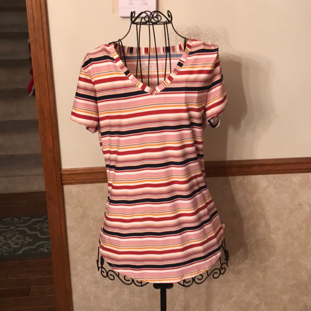 🍭Red Striped V-Neck